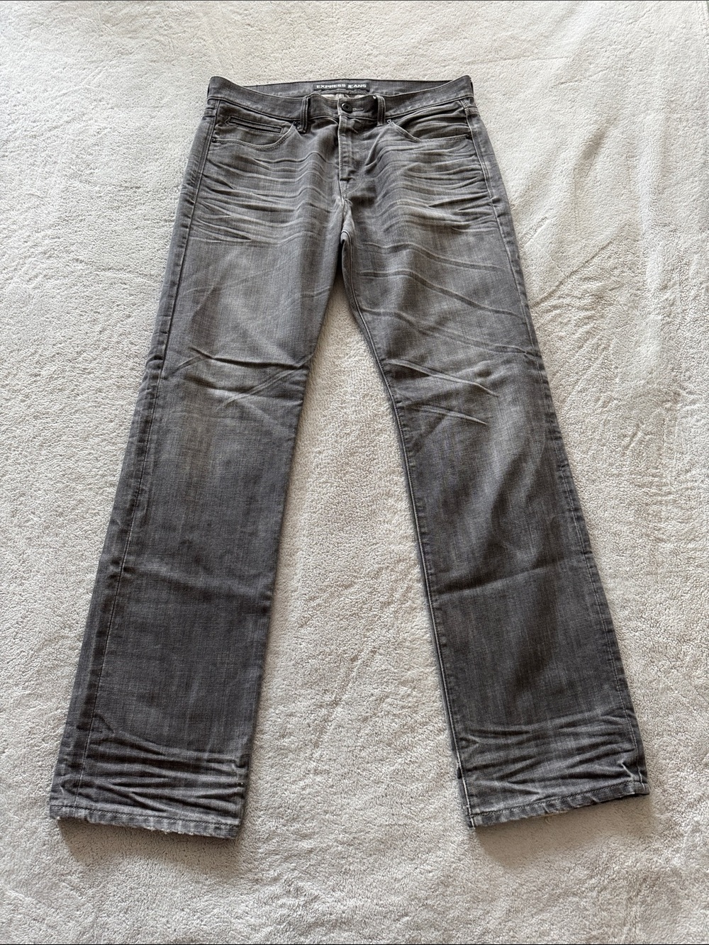 Express Jeans Men’s Gray Straight Leg Denim Jeans Size 32x34